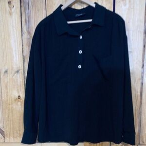 Black Long Sleeve Button-Up blouse